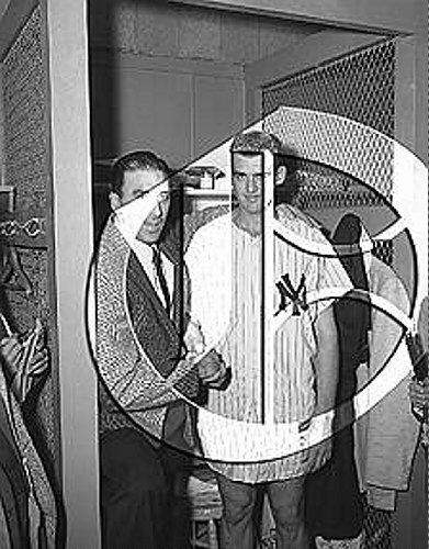 Sal Maglie and Don Larsen at Yankee Stadium56N0276